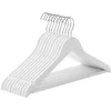 Image de SONGMICS Cintre Bois, Lot de 10, avec Encoches Antiglisse, Barre Antiglisse pour Pantalons, Crochet Pivotant 360°, pour Costumes, Chemises, Manteaux, Blanc et Argent CRW03W10