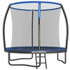 Image de SONGMICS Trampoline Extérieur Enfant Diamètre 244 cm, Filet de Protection, Poteau Incurvé de 180 cm de Haut, Coussins de Sécurité, Échelle, Cadre en Acier, Noir et Bleu STR8BK