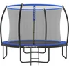 Image de SONGMICS Trampoline Extérieur Enfant Diamètre 305 cm, Filet de Protection, Poteau Incurvé de 180 cm de Haut, Coussins de Sécurité, Échelle, Cadre en Acier, Noir et Bleu STR10BK