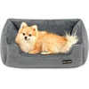 Image de Feandrea Panier pour Chiens, Lit pour Animaux, Canapé, en Tissu Façon Lin, Bords Rehaussés, Antiglisse, Housse Amovible Lavable, Taille M pour Petits Chiens, 70 x 55 x 21 cm, Gris Clair PGW10GG