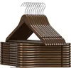 Image de SONGMICS Cintre Bois, Lot de 20, avec Encoches Antiglisse, Barre Antiglisse pour Pantalons, Crochet Pivotant 360°, pour Costumes, Chemises, Manteaux, Brou de Noix et Argent CRW02V20