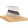 Image de SONGMICS Cintre de Jupe en Bois, Lot de 12, Porte-pantalons Antidérapant avec Pince Pleine Largeur, pour Pantalons, Couleur Boisée CRW007-12