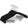 Image de SONGMICS Cintres pour Pantalons, Lot de 12, en Velours, Longueur 42,5 cm, Avec Pinces Réglables, Antiglisse, Gain de Place, pour Pantalons, Manteaux, Robes, Noir CRF12B
