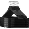 Image de SONGMICS Cintre Bois, Lot de 20, avec Encoches Antiglisse, Barre Antiglisse pour Pantalons, Crochet Pivotant 360°, pour Costumes, Chemises, Manteaux, Noir et Argent CRW02B-20