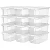 Image de SONGMICS Lot de 12 Boîtes Rangement Plastique, Boîte de Rangement, avec Couvercle, pour Outils de Couture, Chaussures jusqu’à la Pointure de 41, Transparente LSP12WT