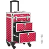 Image de SONGMICS Valise de Maquillage Professionnel, Mallette Cosmétique, avec 2 Tiroirs, Grand, 34 x 24 x 56 cm, Roulettes Pivotantes à 360°, pour Voyages, Manucure, Maquilleur, Coiffure, Rouge JHZ08RD