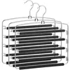 Image de SONGMICS Cintre pour Pantalons, Lot de 3 Cintres Métalliques à Multiples Niveaux, Gain de Place, Stable avec Barres Antidérapantes, Pivotantes pour Jeans, Pantalons, Cravates, Ceintures CRI041BK