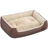 Image de Feandrea Panier pour Chiens, Canapé-Lit pour Animaux, Coussin Amovible et Réversible, Bords Surélevés, Fond Antidérapant, Taille L, 85 x 65 x 21 cm, Marron Café et Beige Sable PGW04Z