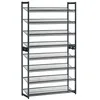 Image de SONGMICS Étagère à Chaussures empilable à 8 Niveaux en métal avec étagères Plates ou inclinées réglables, 30,5 x 92,3 x 163,4 cm, Peut contenir 32 à 40 Paires, Gris Froid LMR08GB