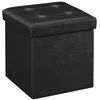 Image de SONGMICS Tabouret Pouf Coffre Boîte de Rangement Repose-Pied Cube Siège Pliable Gagner de l'espace Noir 38 x 38 x 38 cm LSF30B