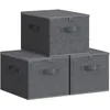 Image de SONGMICS Boîte de Rangement, Pliable, avec Couvercle, Poignées, Coffre, Panier, pour Vêtements, Chaussres, en Tissu Non-tissé, Lot de 3, 40 x 30 x 25 cm, Gris Ardoise RYZB03G