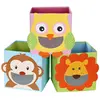 Image de SONGMICS Lot de 3 Boîtes de Rangement, Organisateurs Jouets, Cubes Pliables, pour Salon, Chambre Enfant, Salle de Jeux, 27 x 27 x 27 cm, Motifs Animaux, Multicolore RFB01KU