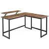Image de VASAGLE Bureau en Forme de L, avec Support d’écran, pour étudier, Jouer, Travailler, Gain d’Espace, Pieds réglables, Cadre métallique, Assemblage Facile, Marron Rustique LWD56X 140 x 130 x 76/91,5 cm
