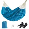 Image de SONGMICS Hamac Double 210 x 150 cm, Charge maximale 300 kg, pour Jardin, terrasse, Balcon, extérieur, Camping, avec Sac de Transport, Sangles de Fixation et mousquetons, Bleu GDC15BU