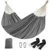 Image de SONGMICS Hamac, 210 x 150 cm, Double Hamac, Capacité de Charge 300 kg, pour Jardin, Terrasse, Balcon, Extérieur, Camping, avec Sac de Transport, Sangles de Fixation et Mousquetons, Gris GDC15GY