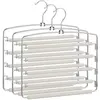 Image de SONGMICS Cintres pour Pantalons, Lot de 3 Cintres Métalliques à Multiples Niveaux, Gain de Place, Antiglisse, Barres Pivotantes, pour Jeans, Pantalons, Cravates, Ceintures Gris et Argent CRI041GY