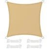 Image de SONGMICS Voile d'Ombrage 3 x 3 m, Hydrofuge Colonne d’Eau de 665 mm, Polyester Anti-déchirure, Protection UV 93%, Terrasse, Jardin, Balcon, Carré, Cordes de 2 m, Jaune Sable GSH33EY
