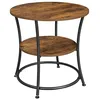 Image de VASAGLE Table d'Appoint Ronde, Bout de Canapé, Table de Chevet, 2 Niveaux, pour Salon, Chambre, Montage Facile, Cadre en Acier, Style Industriel, Marron Rustique et Noir LET56BX