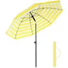 Image de SONGMICS Parasol de Plage 2 m, Ombrelle de Jardin, Protection UPF 50plus, inclinable, Portable, résistant au Vent, Baleines en Fibre de Verre, avec Sac, Rayures Jaunes et Blanches GPU65YW