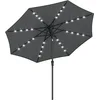 Image de SONGMICS Parasol 300 cm avec éclairage solaire LED, 32 lumières LED, protection UV UPF 50+, pliable à 30°, pour jardin, terrasse, piscine, balcon, sans support, gris GPU33GY