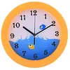 Image de YJSMXYD Pendules Et Horloges, Pendules Murales,Horloge Murale 10 Pouces Silencieux Horloge Murale Enfants Quartz Beau Décor Mural Horloges pour La Chambre À Coucher Motif De Poissons - Cadre Jaune