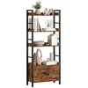 Image de HOOBRO Étagère à Livres à 4 Niveaux, Bibliothèque, Bibliothèque Industrielle avec Armoire de Rangement, Étagère de Rangement avec Rails de Protection, Bureau à Domicile, Salon, Cuisine EBF46SJ01