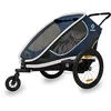 Image de Hamax - Remorque Outback - 2 Places - Légère et Confortable - Sièges inclinables - Grandes fenêtres - Réflecteurs Avant/arrière - Pliable et transportable - Fixation vélo ou Poussette (Bleu/Blanc)