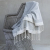 Image de Febronie - Plaid 100% Coton 275 g/m² Losange Courchevel gris perle/blanc 130x170 cm