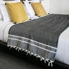 Image de Febronie - Plaid Stockholm Chevron Pompon Losange noir 160x250 cm