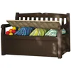 Image de Keter Coffre Eden Bench Marron avec Assise Beige 265 l en résine 140 x 60 x 84 cm