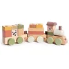 Image de Tiny Love Petit Train en Bois Bebe, Train jouet en bois, Trieur de formes en bois avec 3 wagons et 14 blocs de jeu empilables, Créativité, Motricité, Design Naturel, Dès 18 mois, Boho Chic