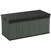 Image de Keter Coffre de jardin Darwin, finition effet bois, couleur verte, capacité de 454 litres, 142,5 x 65,3 x 64,3 cm