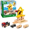 Image de Brio World - 33280 - Grue de Chargement de Marchandises - Accessoire pour circuit de train en bois - Action de jeu sans pile - Jouet pour garçons et filles dès 3 ans