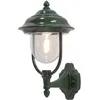 Image de Konstsmide Applique Murale d'extérieur alimentée par Secteur/Lanterne Traditionnelle Parma Large Up, 1 Lampe E27 Max de 75 W, Globe Acrylique Transparent, Aluminium, IP43, Vert Clair