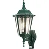 Image de Konstsmide Applique murale d'extérieur à alimentation secteur/Firenze Up Lanterne traditionnelle avec détecteur de mouvement PIR 1 x 100 W E27 Max Lampe/verre acrylique transparent/aluminium/IP43/vert