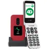 Image de Doro - Téléphone À Clapet Leva E30 4G Seniors - Grand Écran 2,8", Écran Externe, Touches Contrastées, Son Fort & Clair, Caméra - Touche Secure - avec Station De Recharge - Rouge/Blanc