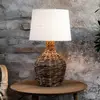 Image de Markslöjd Lampe de table Paglia, naturel/blanc, rotin/jute, hauteur 58 cm
