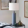 Image de PR Home Lampe de table Solo, bleu/blanc, hauteur 65 cm, métal/tissu
