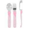 Image de Twistshake Couverts Bébé 12m+ en Acier Inoxydable   Cuillère + Fourchette + Couteau, Lot de 3   Set Sevrage Sans BPA   Accessoire Repas Enfant   Rose