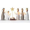 Image de Chandelier de fenêtre « Krubba », 5 ampoules, Marie, Joseph, enfant Jésus, bois, multicolore, 33 x 17 cm