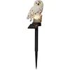 Image de Figurine solaire LED hibou beige, avec piquet, blanc chaud