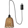 Image de Star Trading TWINE Suspension d'extérieur à piles avec abat-jour en rotin, minuterie, IP44, LED blanc chaud, 15 cm, balcon et terrasse