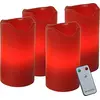 Image de Star - 067-12 - Lot de 4 bougies de l'Avent à LED avec télécommande - Rouge -10 x 5 cm