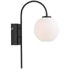 Image de Ballon Applique Noir, Verre Opalin, Interrupteur Sur Cordon 1x G9