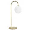 Image de Ballon Lampe à Poser Globe Laiton, Verre Opalin, Gradateur Sur Cordon 1x G9