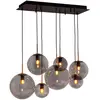 Image de By Rydéns Suspension Laura de By Rydens, longueur 86 cm, à 7 lampes, gris fumé