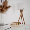 Image de By Rydéns Lampe à poser Vega de By Rydens, chêne/blanc, 55 cm, bois, textile