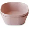 Image de mushie Lot de 2 bols carrés pour enfants, Réutilisables, sans BPA, Passe au lave-vaisselle et au micro-ondes, Fabriqués au Danemark (Blush)