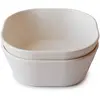 Image de mushie Lot de 2 bols carrés pour enfants, Réutilisables, sans BPA, Passe au lave-vaisselle et au micro-ondes, Fabriqués au Danemark (Ivory)