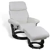 Image de MND MY NEW DESIGN MINORQUE : Fauteuil de Relaxation Manuel et Son Repose Pieds wenge, accoudoirs réglables (Cuir, Blanc)